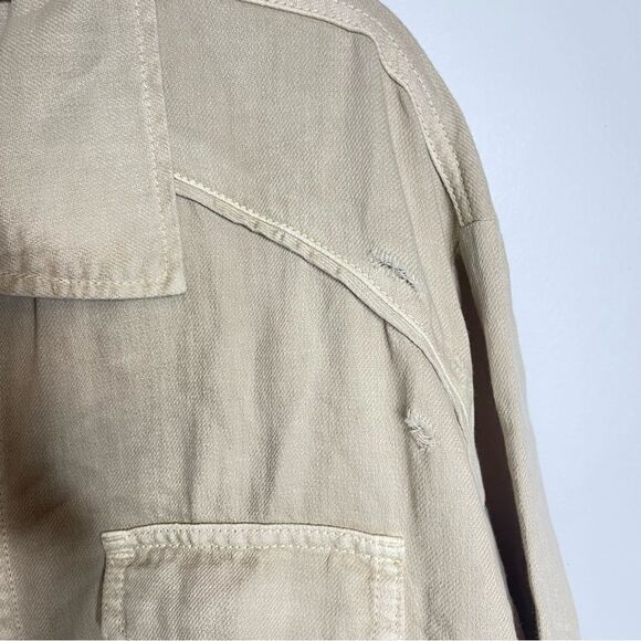 Sandrine Rose x Free People Distressed cotton Linen blend Coat jacket small flaw - Picture 6 of 10